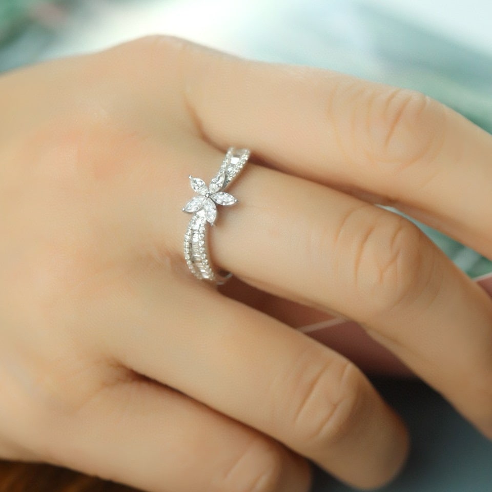 14k Gold 0.80 Ct Natural H Diamond Ring - 5