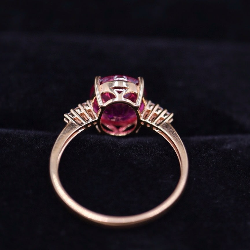 14k Gold 3.14 Ct Natural Tourmaline & Diamond Ring - 5