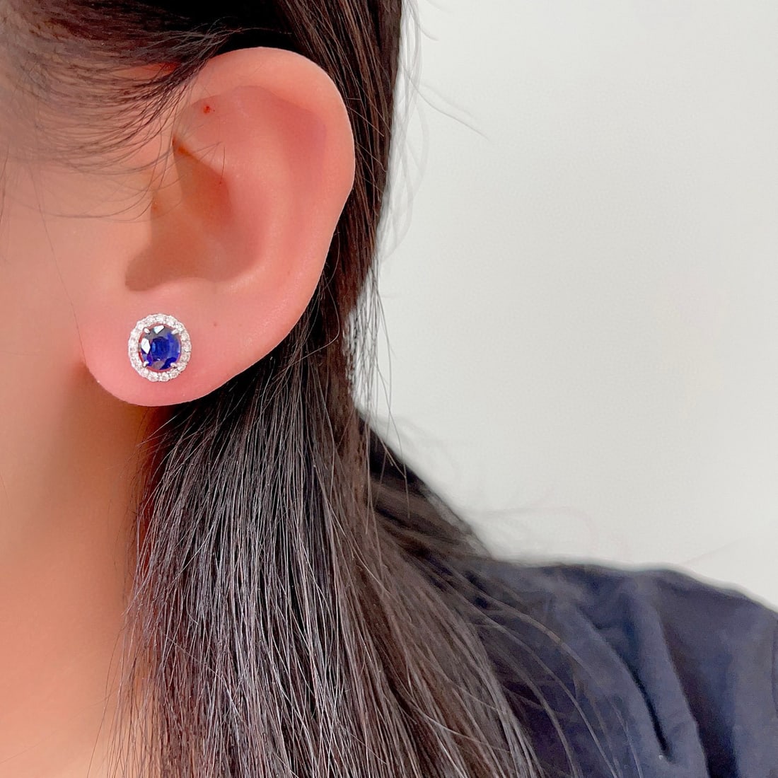 14k Gold 1.66 Ctw Natural Sapphire & Diamond Earrings - 5