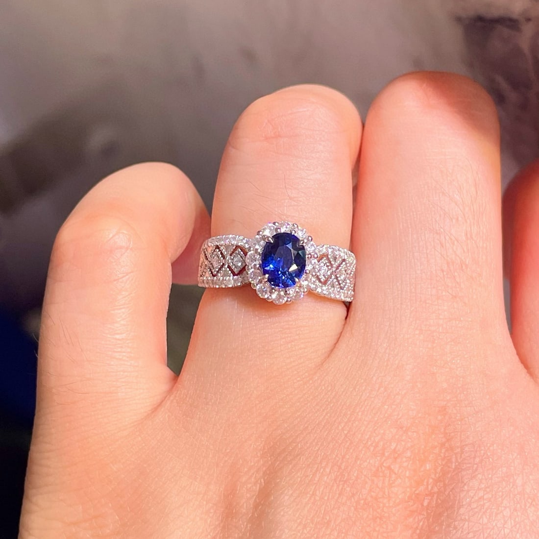 14k Gold 1.97 Ctw Natural Sapphire & Diamond Ring - 4