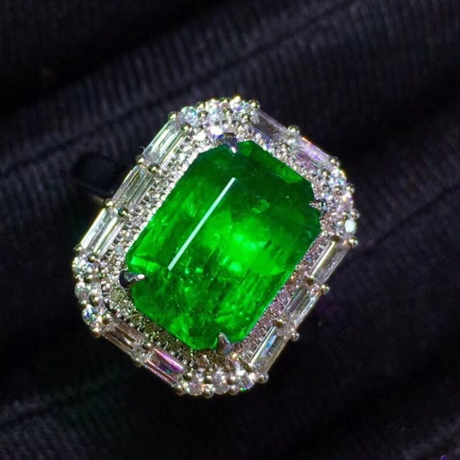 14k Gold 3.73 Ct Vivid Green Natural Emerald & Diamond Ring/pendant( Without Chain ) - 6