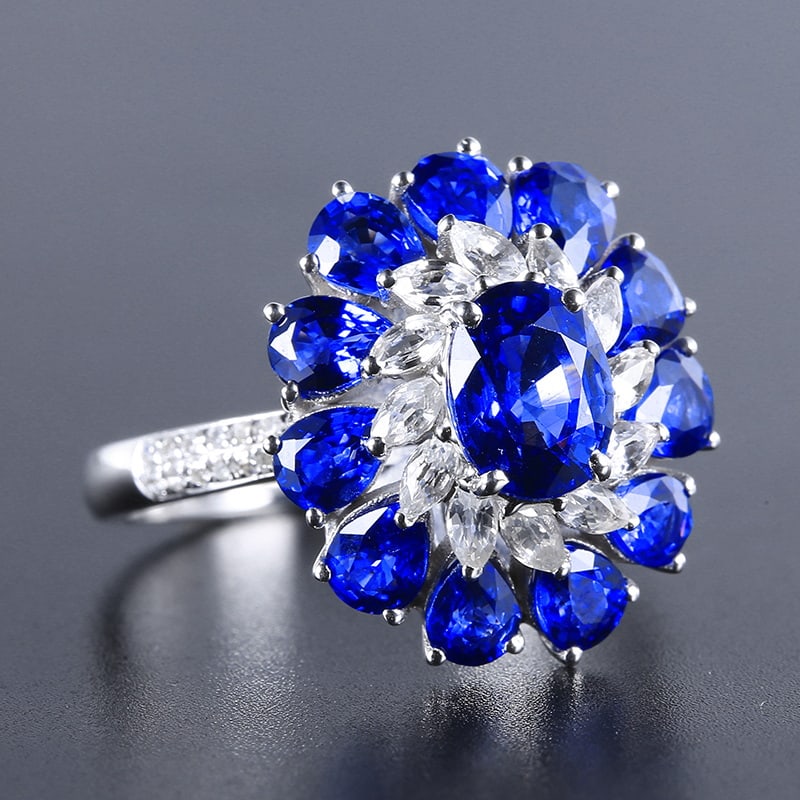 14k Gold 4.62 Ctw Natural Sapphire & Sapphire Ring - 5