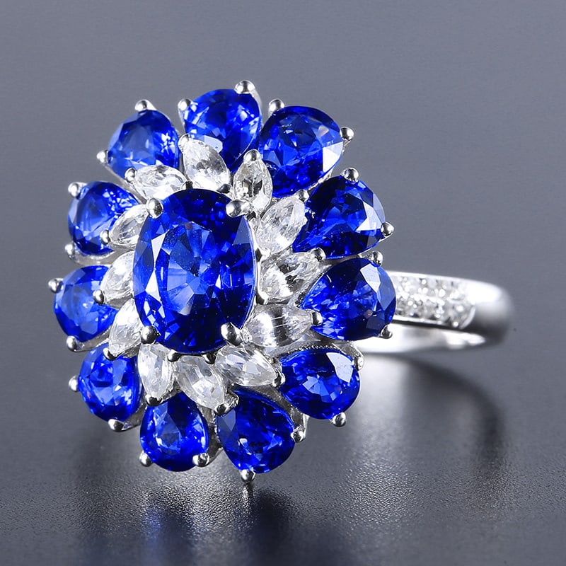 14k Gold 4.62 Ctw Natural Sapphire & Sapphire Ring - 6