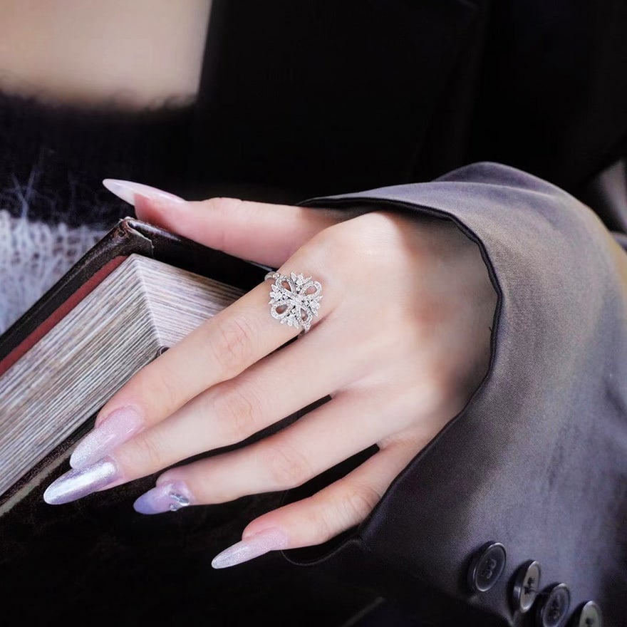 14k Gold 0.6 Ct Natural H Diamond Ring - 6