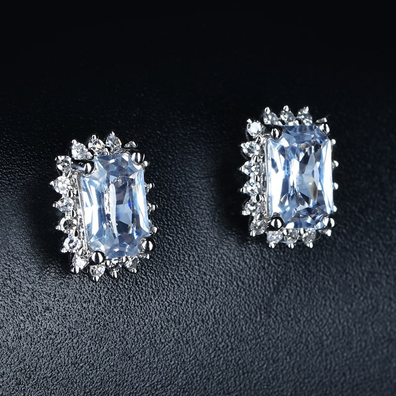 14k Gold 1.38 Ctw Natural Aquamarine & Sapphire Earrings - 6