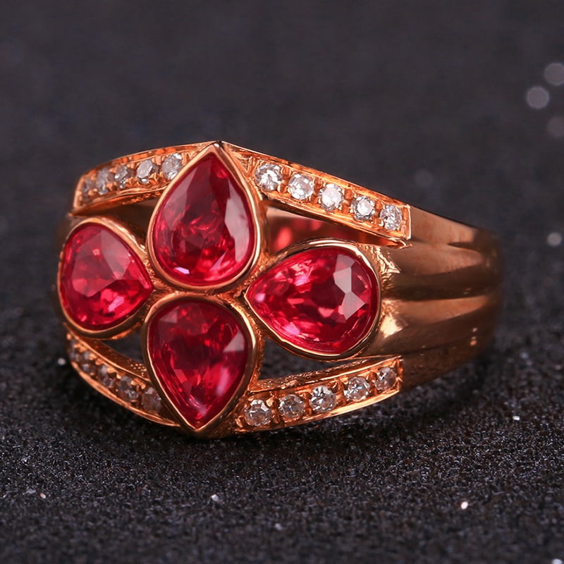 14k Gold 1.40 Ctw Natural Ruby & Diamond Ring - 4