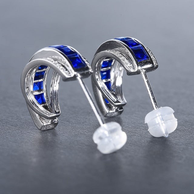 14k Gold 2.85 Ctw Natural Sapphire & Diamond Earrings - 3