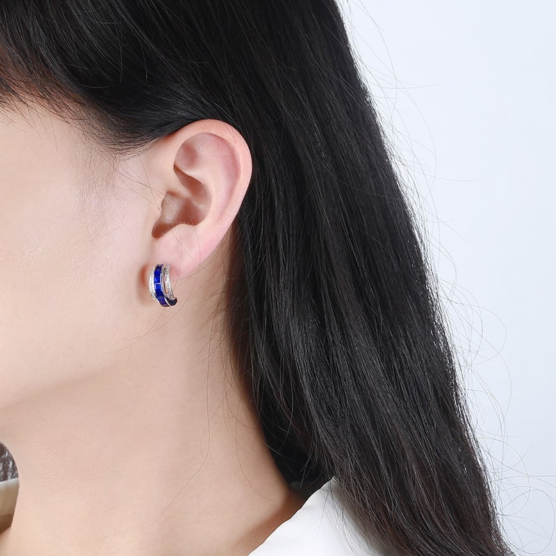 14k Gold 2.85 Ctw Natural Sapphire & Diamond Earrings - 6