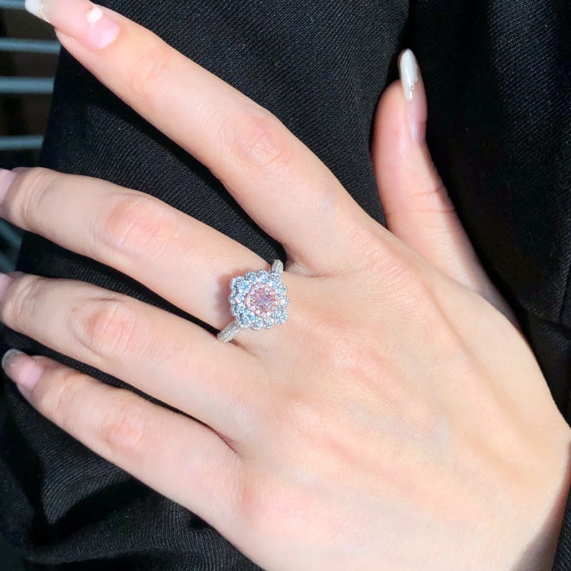 14k Gold 0.26 Ct Natural Pink Diamond & Diamond Ring - 5