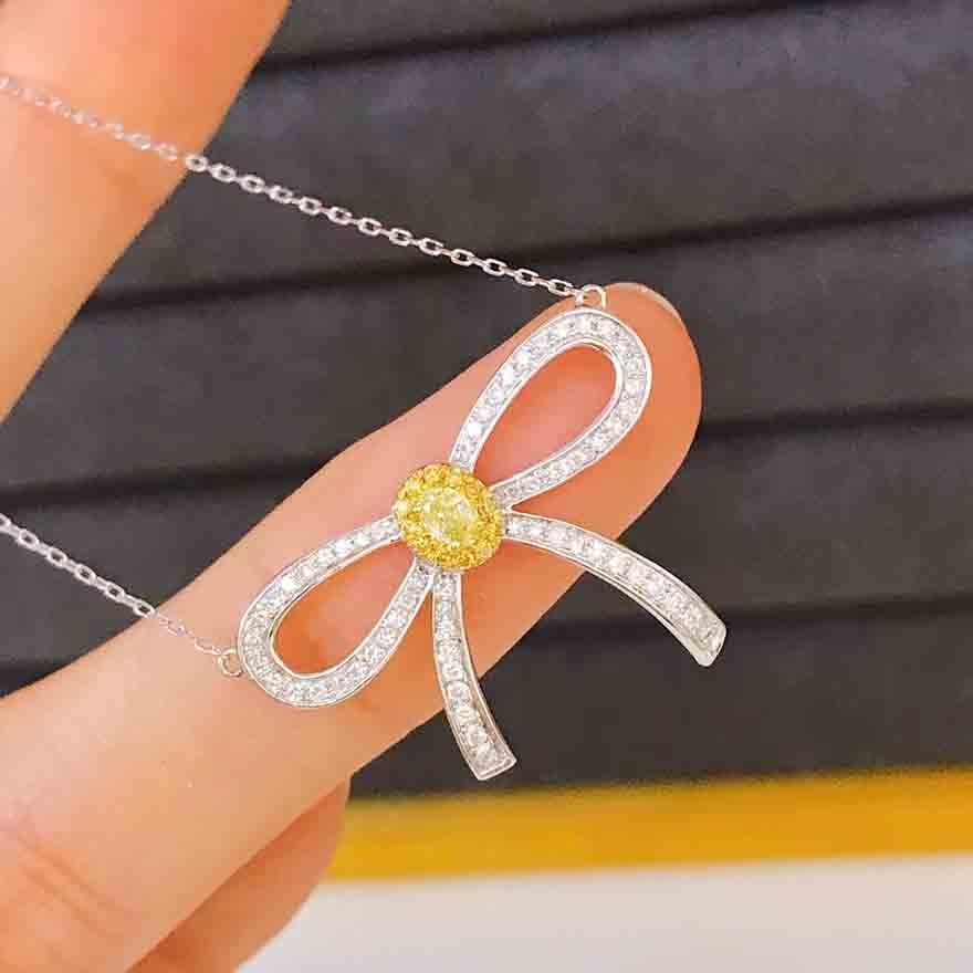 14k Gold 0.50 Ct Natural Color Diamond Necklace - 4