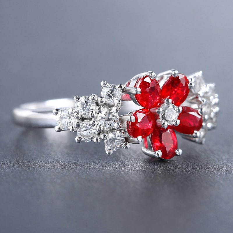 14k Gold 1.55 Ctw Natural Ruby & Diamond Ring - 3