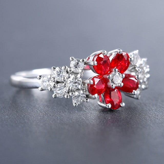 14k Gold 1.55 Ctw Natural Ruby & Diamond Ring - 8