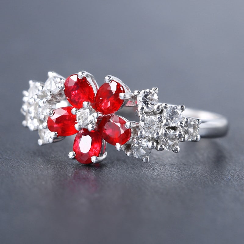 14k Gold 1.55 Ctw Natural Ruby & Diamond Ring - 9