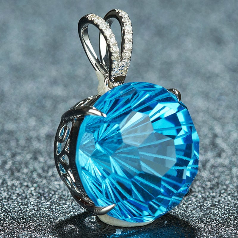 14k Gold 14.95 Ct Natural Topaz & Diamond Pendant( Without Chain ) - 4