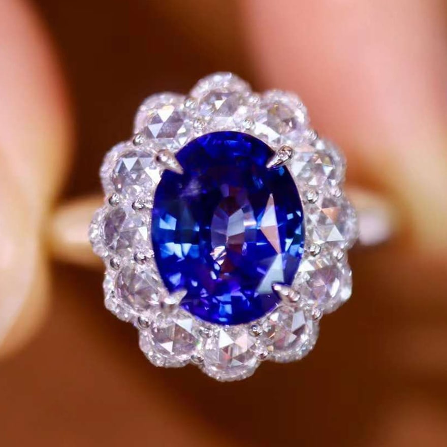 14k Gold 3.10 Ctw Natural Sapphire & Diamond Ring - 4