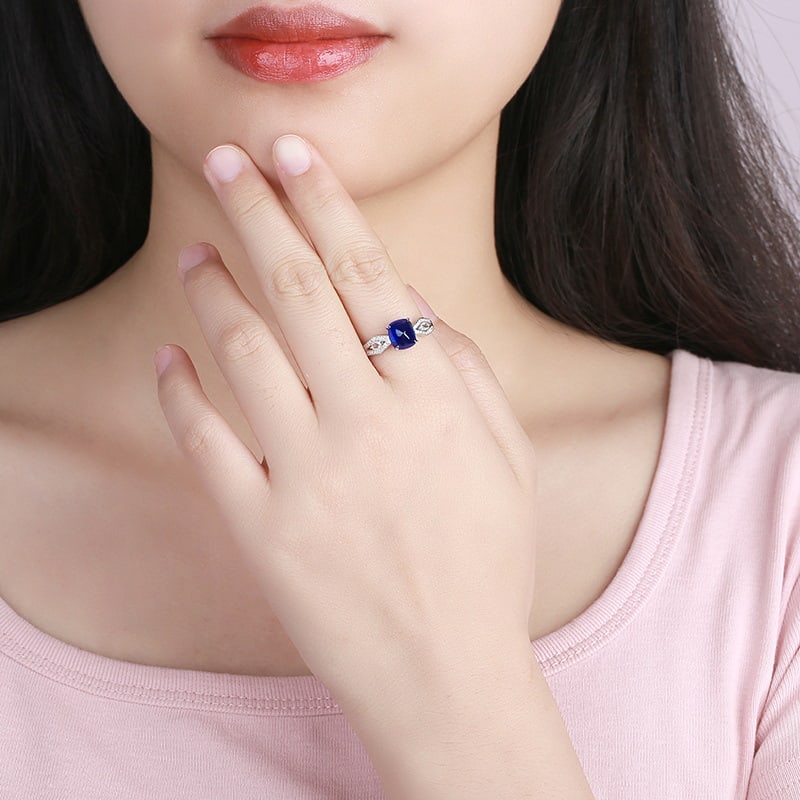 14k Gold 2.76 Ctw Natural Sapphire & Diamond Ring - 4