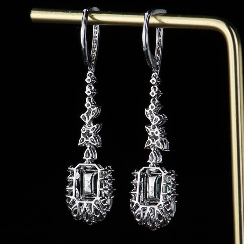 14k Gold 1.96 Ctw Vivid Green Natural Emerald & Diamond Earrings - 3