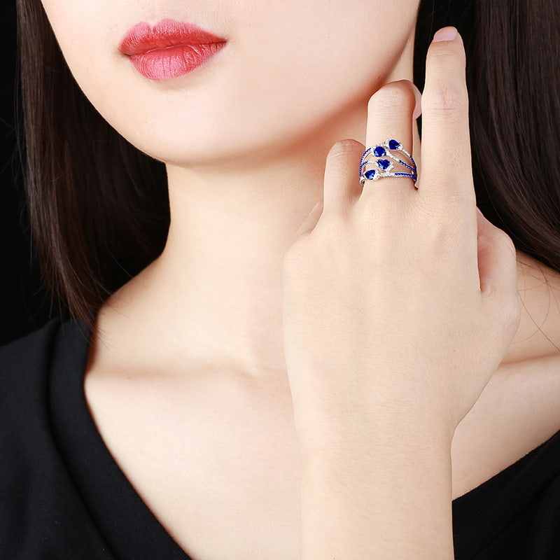 14k Gold 1.98 Ctw Natural Sapphire & Diamond Ring - 2