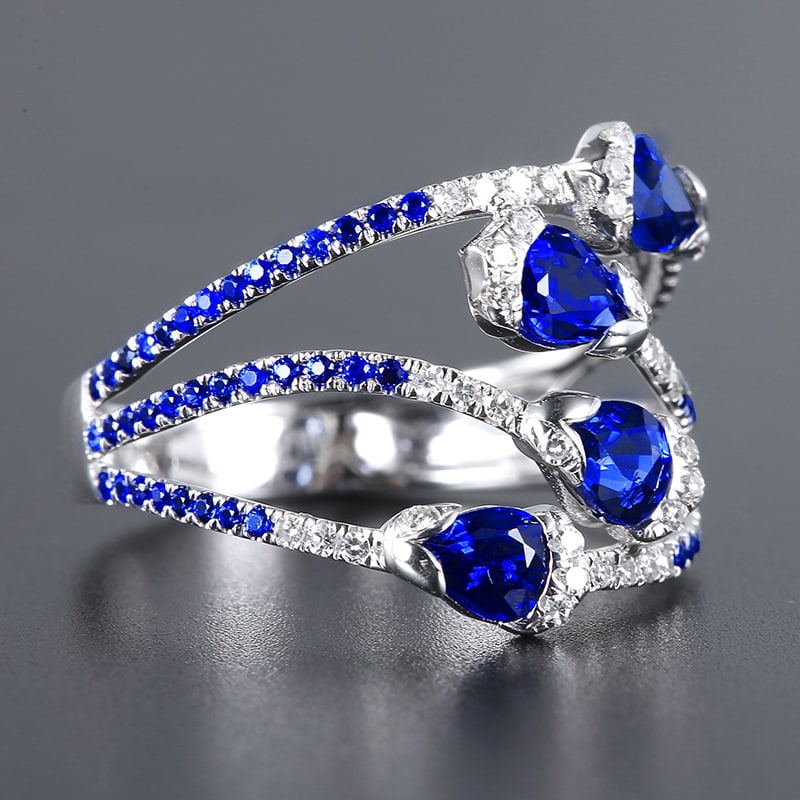 14k Gold 1.98 Ctw Natural Sapphire & Diamond Ring - 3
