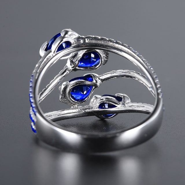 14k Gold 1.98 Ctw Natural Sapphire & Diamond Ring - 4