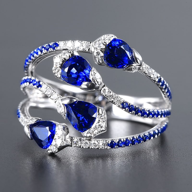 14k Gold 1.98 Ctw Natural Sapphire & Diamond Ring - 5