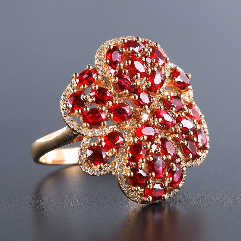 14k Gold 2.79 Ctw Natural Ruby & Diamond Ring - 4