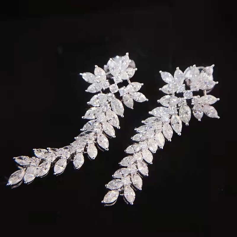 14k Gold 4 Ct Natural H Diamond Earrings - 8