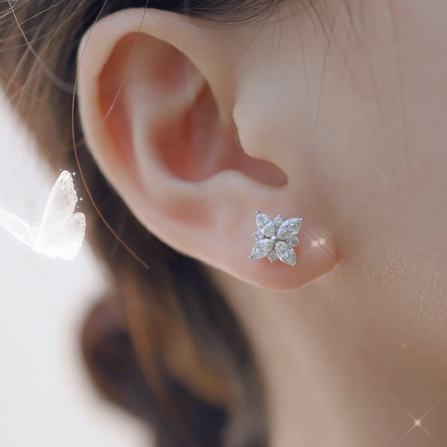 14k Gold 1.3 Ct Natural H Diamond Earrings - 5