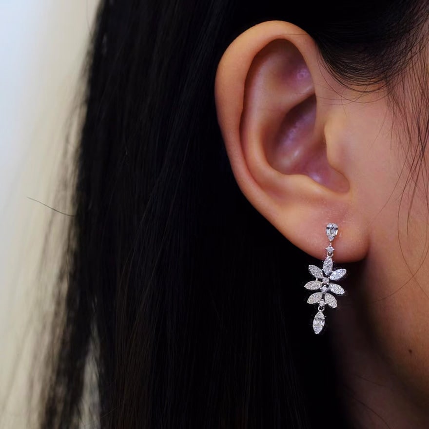 14k Gold 0.8 Ct Natural H Diamond Earrings - 2