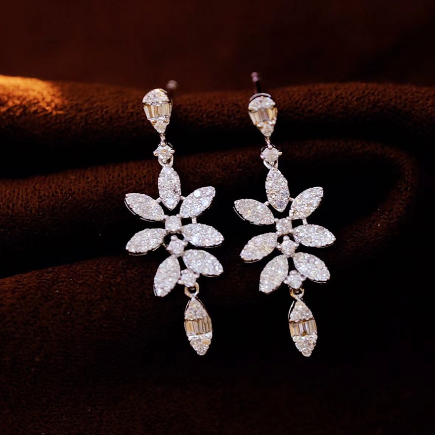 14k Gold 0.8 Ct Natural H Diamond Earrings - 4