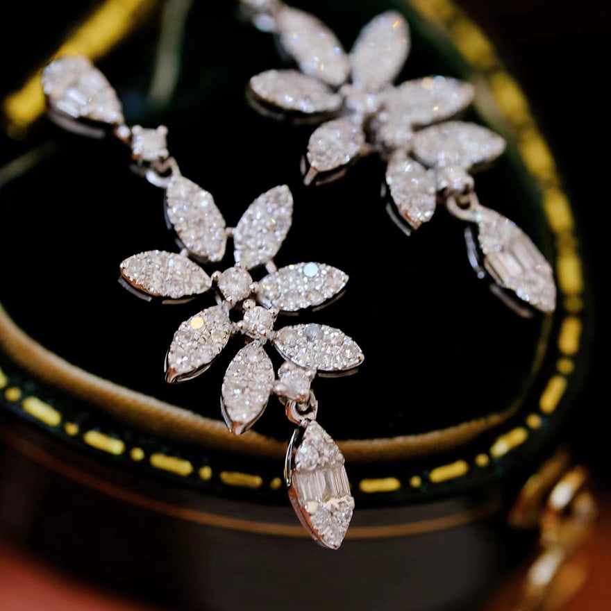 14k Gold 0.8 Ct Natural H Diamond Earrings - 5