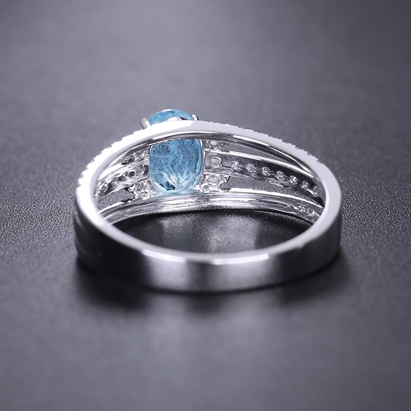 14k Gold 1.28 Ctw Natural Paraiba Tourmaline & Diamond Ring - 3