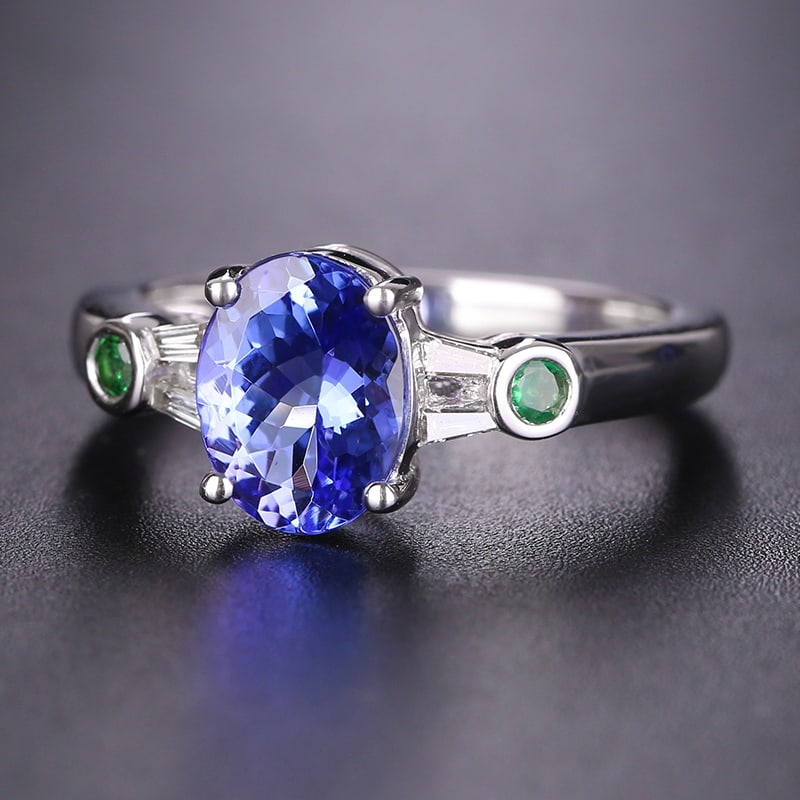 14k Gold 1.51 Ctw Natural Tanzanite & Diamond Ring - 2