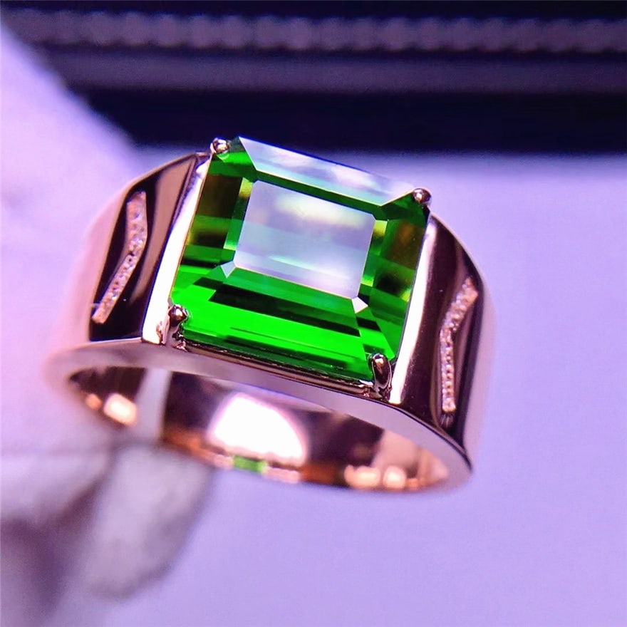 14k Gold 7.9 Ct Natural Tourmaline & Diamond & Men¡¯s Ring - 6