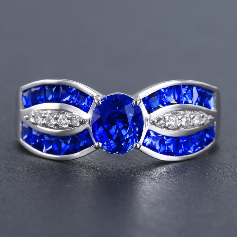 14k Gold 2.03 Ctw Natural Sapphire & Diamond Ring - 2