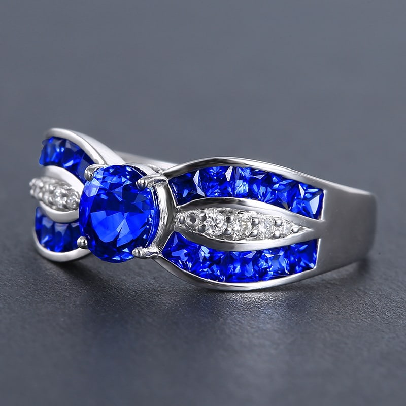 14k Gold 2.03 Ctw Natural Sapphire & Diamond Ring - 3