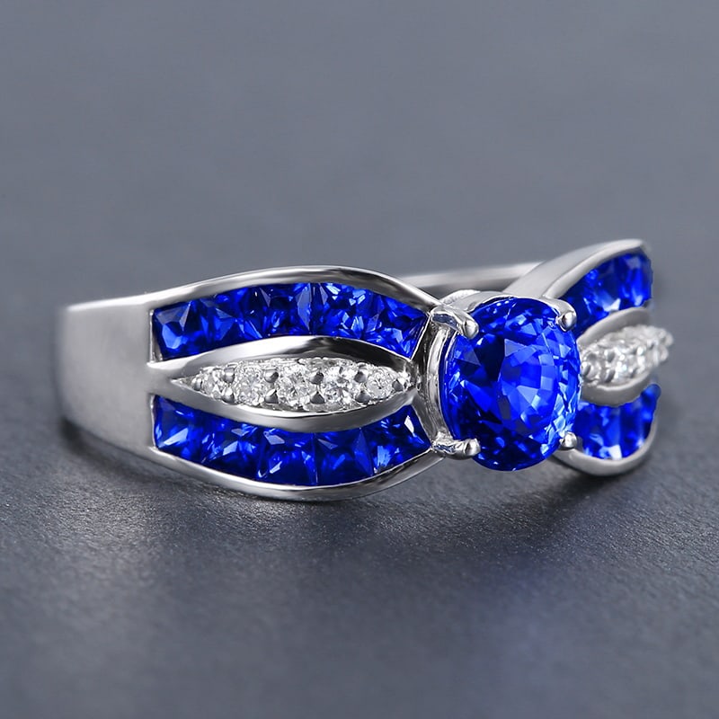 14k Gold 2.03 Ctw Natural Sapphire & Diamond Ring - 4