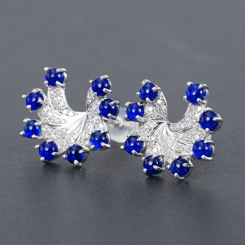 14k Gold 2.65 Ctw Natural Sapphire & Diamond Earrings - 2