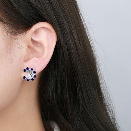 14k Gold 2.65 Ctw Natural Sapphire & Diamond Earrings - 6