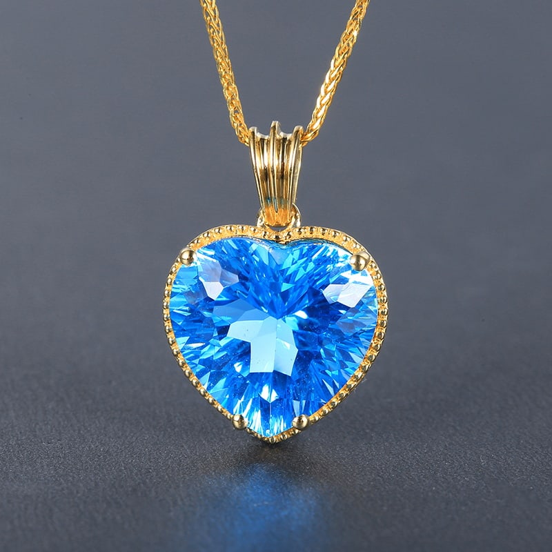 14k Gold 8.45 Ct Natural Topaz Pendant( Without Chain ): Ref:230939079 // gold content:14k gold // main gemstone:topaz // shape:heart // carat weight:8. 45ct // color:blue // treatment:natural // Condition: New Low Estimate: 1100.00 High Estimate: 1700.00