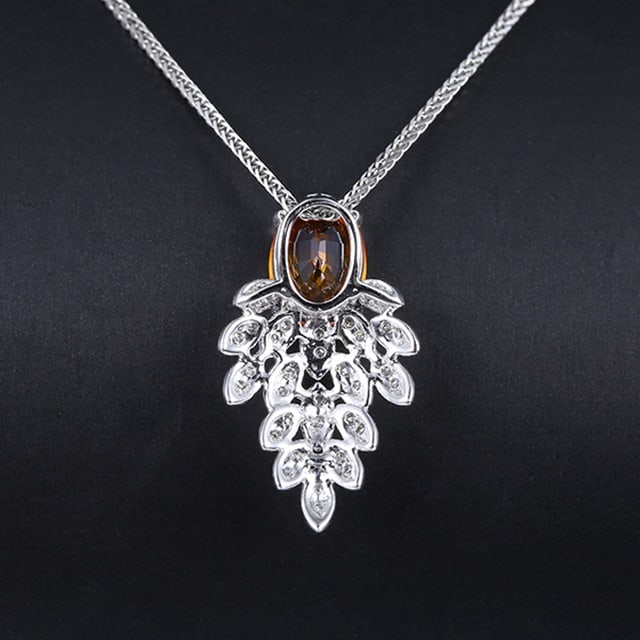 14k Gold 1.18 Ctw Natural Sapphire & Diamond Pendant( Without Chain ) - 2