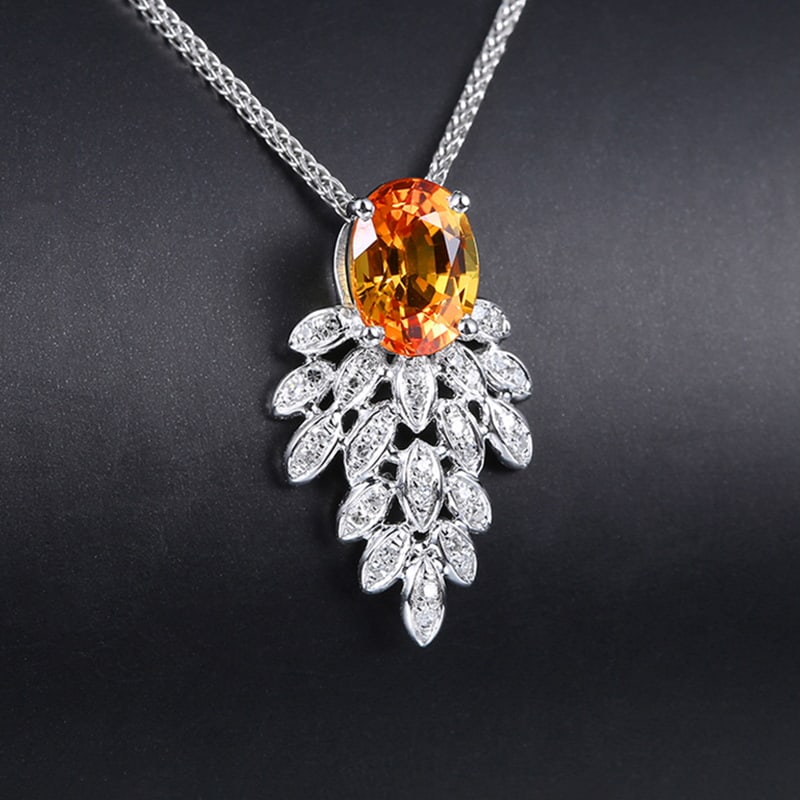 14k Gold 1.18 Ctw Natural Sapphire & Diamond Pendant( Without Chain ) - 3