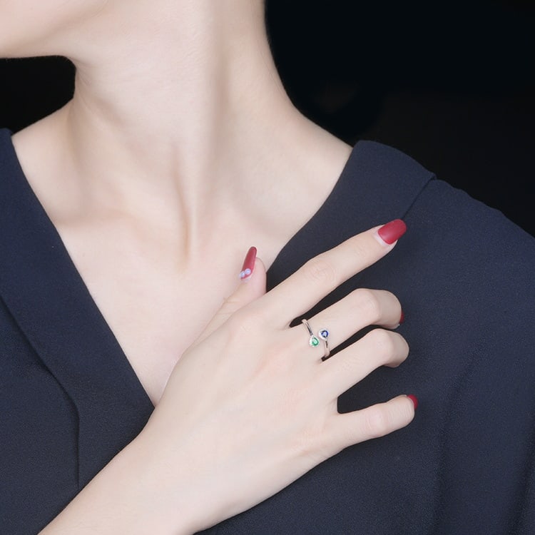 14k Gold 0.30 Ctw Natural Sapphire & Emerald & Diamond & Toi Et Moi Ring - 3