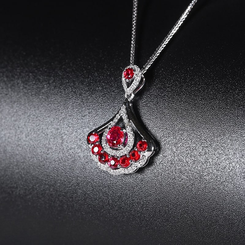 14k Gold 1.05 Ctw Natural Ruby & Diamond Pendant( Without Chain ) - 4