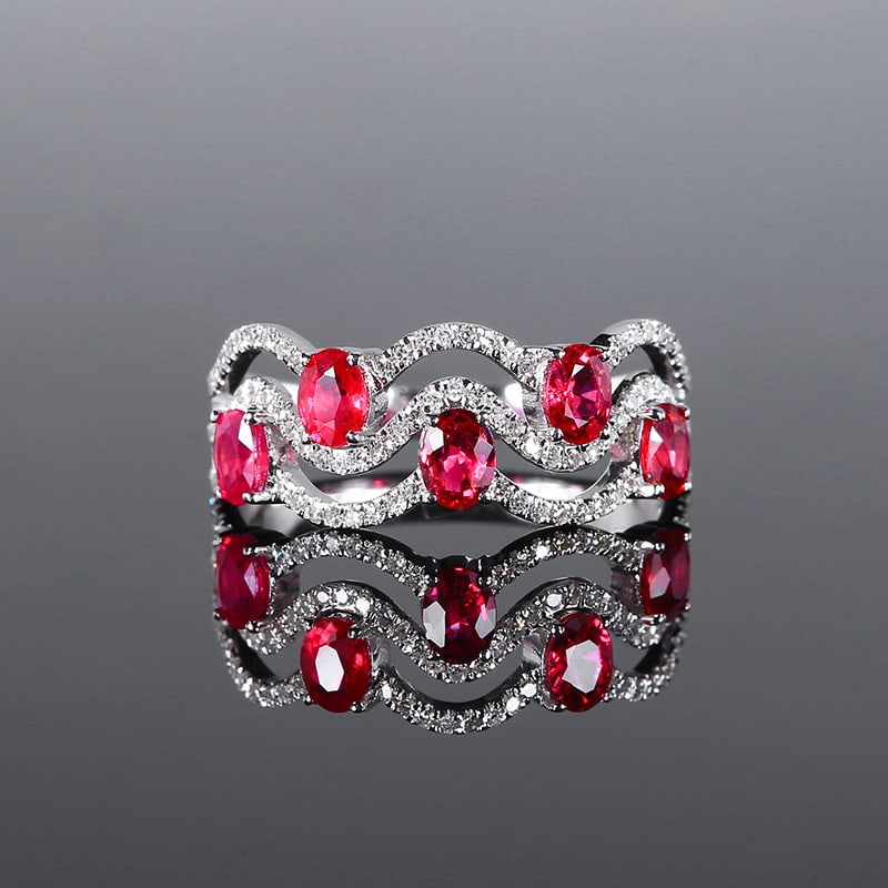 14k Gold 1.36 Ctw Natural Ruby & Diamond Ring: Ref:230939096 // gold content:14k gold // ring size:7. 25us // // main gemstone:ruby // shape:oval // carat weight:1. 06ct // color:red // treatment:natural // // adjacent gemstone 2 : diamond // numb