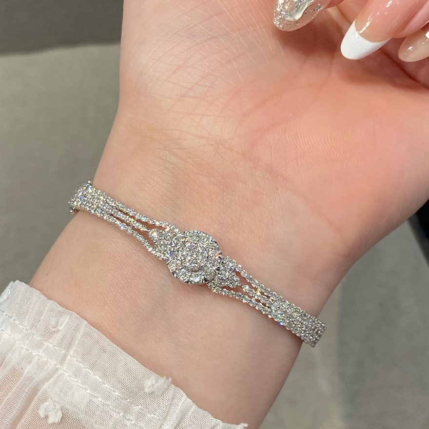 14k Gold 3 Ct Natural H Diamond Bangle - 2