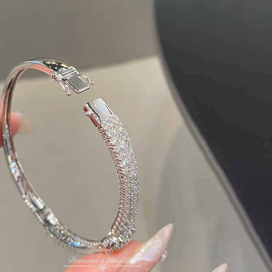 14k Gold 3 Ct Natural H Diamond Bangle - 5