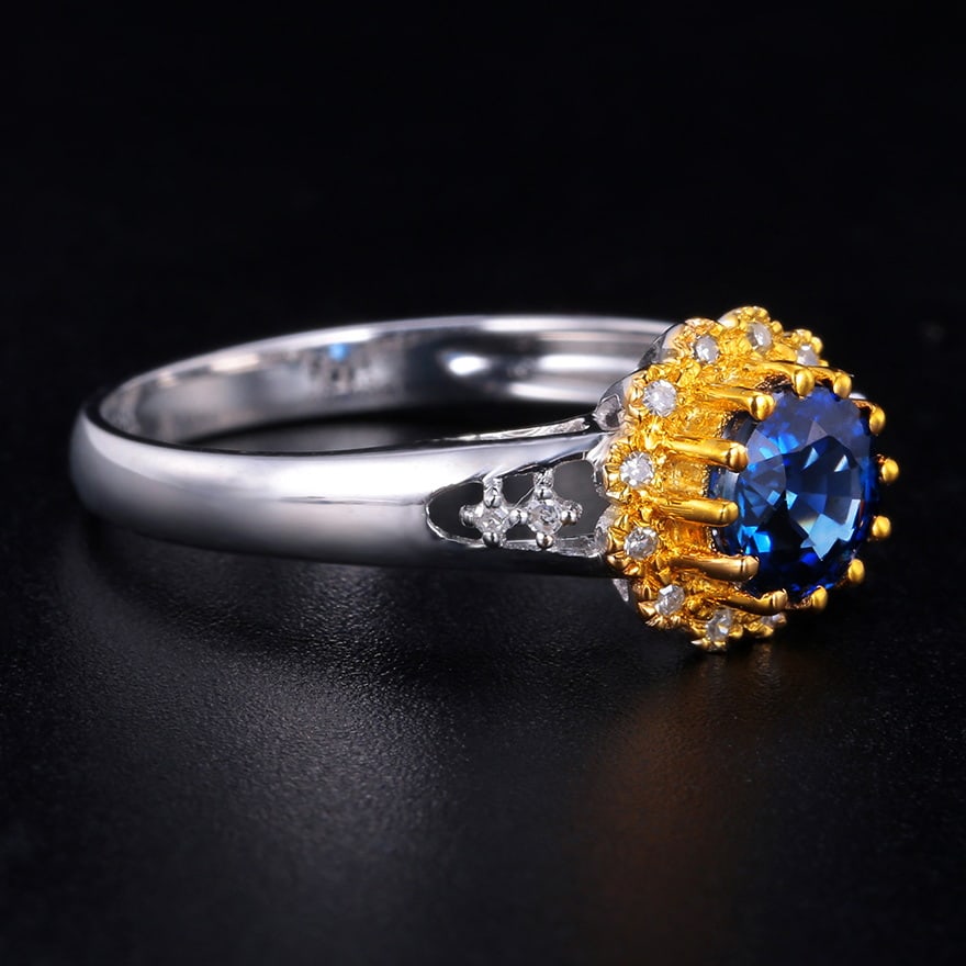 14k Gold 1.27 Ctw Natural Sapphire & Diamond Ring - 5