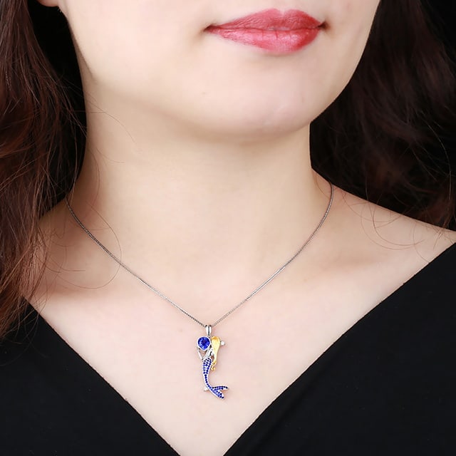 14k Gold 1.02 Ctw Natural Sapphire & Sapphire Pendant( Without Chain ) - 4