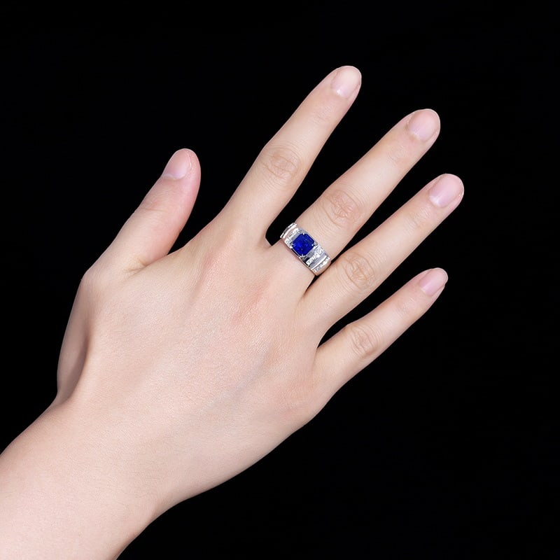 14k Gold 2.46 Ctw Natural Sapphire & Diamond & Men¡¯s Ring - 2